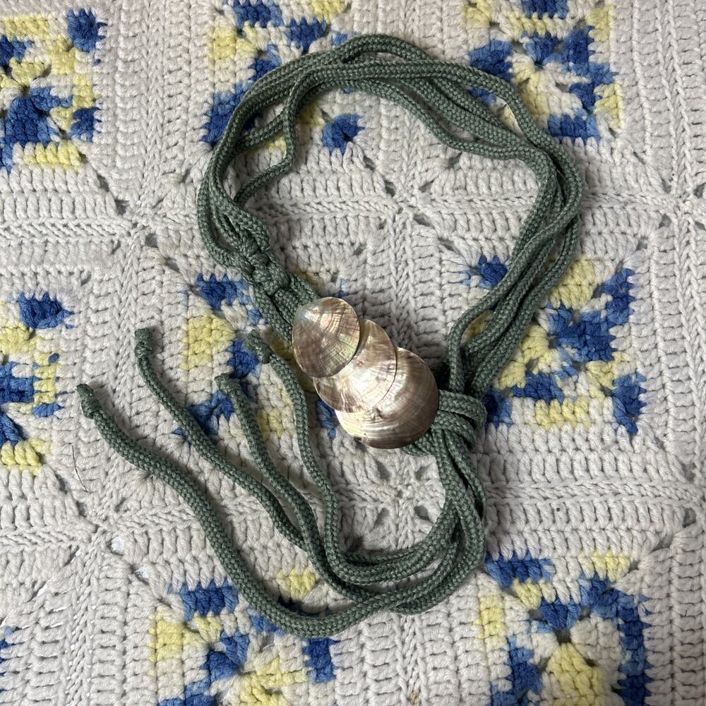 Unbranded Vintage Shell Belt Women One Size Sage Green Braided Rope Boho Coastal